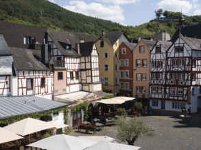 Karlsplatz with half-timbered buildings, Bernkastel an der Moselle, Rhineland-Palatinate, Germany,