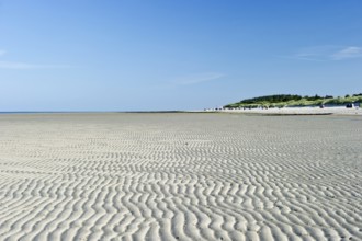 White beach at low tide, Föhr, North Frisian Islands, North Frisia, Schleswig-Holstein, Germany,