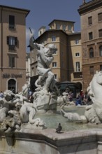 Fountain of Neptune, Fontana del Nettuno, one of the three fountains in Piazza Navona, Rome, Italy,