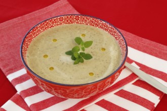 Swabian cuisine, Alblinsen chestnut soup, healthy, vegetarian, regional, soup served in a bowl with