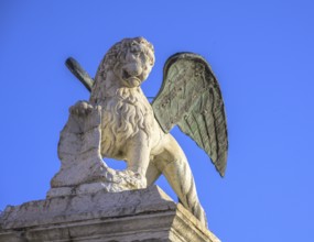 Lion of St Mark in Piazza Castello, Marostica, Province of Vicenza, Italy, Europe