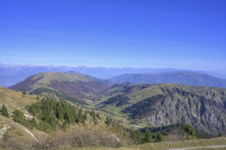 View from the war memorial Sacrario Militare del Monte Grappa to the rocks of the Meatte path,