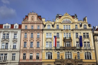 Historic houses on the Old Town Square, Prague, Czech Republic, Europe