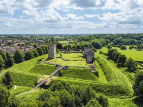 Helmsley Castle from a drone, North York Moors National Park, North Yorkshire, England, United