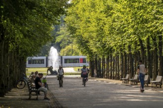 The Jägerhofallee in the Hofgarten, the central municipal park in Düsseldorf, view of the Jröner