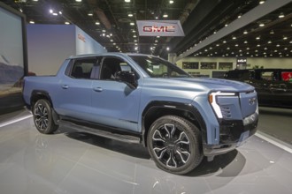 Detroit, Michigan USA - 10 January 2025 - The GMC Denali Sierra EV on display at the 2025 Detroit