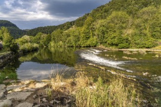 Weir on the River Doubs near Ocourt, Switzerland, Europe