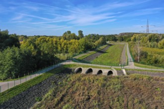 Bottrop, North Rhine-Westphalia, Germany, Renaturalised Boye, the tributary of the Emscher, was