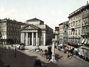 Piazza della Borsa, Trento, Trentino, South Tyrol, Italy, 1890, Historical, digitally restored