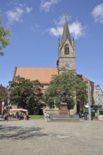 Gothic Merchant Church and Martin Luther Monument, Luther Monument, Anger, Erfurt, Thuringia,