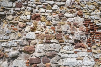 Wall stones with different types of stone, full-size, Staufen Castle ruins, Staufen im Breisgau,