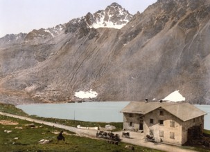 Lower Engadine, Flueela Hospice, Graubuenden, Switzerland, Historical, digitally restored