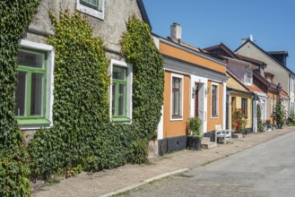 Old houses on a tiny street in the small town of Ystad, Skåne county, Sweden, Scandinavia, Europe