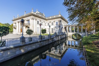 Lazienki Palace on the island in Lazienki Park in Warsaw, Poland, Europe