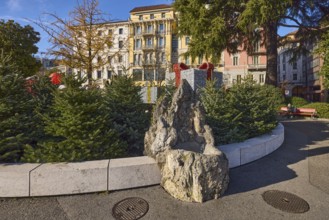 Christmas market in Piazza Manzoni, Christmas trees, decoration Christmas package, general