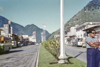 Historic street lighting on the main street in the city of Orizaba, state of Veracruz, Mexico 1961