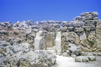 Prehistoric neolithic archaeological site, megalithic temple complex, Ggantija, Gozo, Malta, Europe