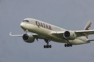 Aircraft approaching Zurich Airport. Registration: A7-ALP, Airbus A350-941, Qatar Airways. Zurich,