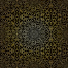 Geometric gold lace seamless pattern. Arabic tile lattice vector background.