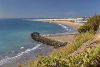 Beach of Playa des Ingles with the dunes of Maspalomas, Gran Canaria, Canary Islands, Spain, Playa