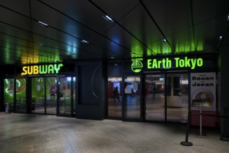 SUBWAY, EArth Tokyo, ramen, fast food, fast food chain, logo, restaurant, neon sign, entrance, city