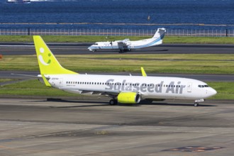 A Boeing 737-800 aircraft of Solaseed Air with the registration number JA67AN at Tokyo Haneda