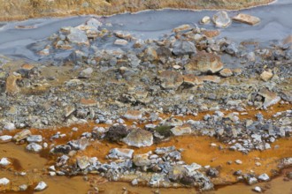 Solfatara field with hot pools and boiling mud at Seltun, Reykjanes nature reserve