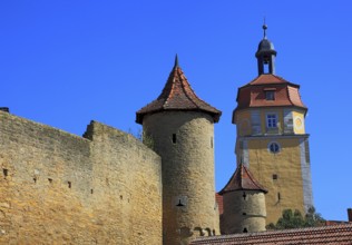 Part of the old town wall and towers, Mainbernheim, Lower Franconia, Germany, Europe