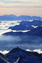 Mont Blanc Massif, view from the Klein Matterhorn, Switzerland, Europe