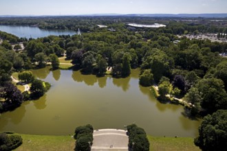 View of the Maschteich and Maschsee from the Town Hall Tower, Hanover, Lower Saxony, Germany,