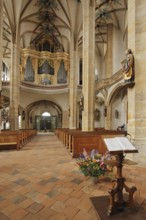 View of Gottfried Silbermann organ in St. Mary's Cathedral, Romanesque, interior view, gallery,