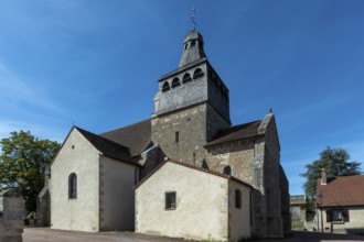 Land of Troncais. Le Breton village. St Peters Church. Allier department. Auvergne Rhone Alpes.