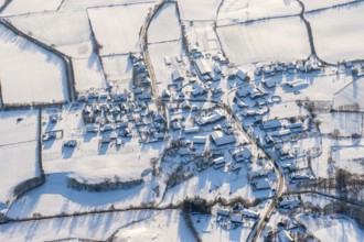 Duchy of Lauenburg village, aerial view, snow, winter, cold, house, building, Schleswig-Holstein,