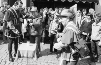 Artists from France performed at a street festival on 09.05.1980 in Dortmund-Hoerde, Germany, as