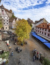 Square at the Tiergärtnertor with half-timbered houses, Pilatus House, at the Kaiserburg, in