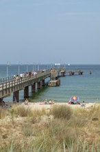 Pier, beach, Göhren, Rügen Island, Mecklenburg-Western Pomerania, Germany, Europe