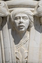 Sculpture on the facade of the Doge's Palace, San Marco district, Venice, Veneto region, Italy,