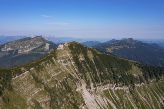 Drone shot, mountain landscape, summit massif of the Regenspitz, Osterhorngruppe, Salzkammergut,