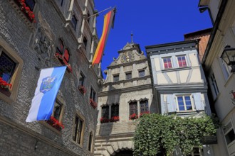 View of the Main Gate from the town side and the town hall, Marktbreit town, Litzingen district,