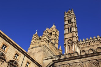 City of Palermo, the West Tower at the Archbishop's Palace and the Cathedral Maria Santissima