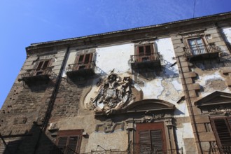 Palermo, morbid house in Piazza Bologna square in the old town, Sicily, Italy, Europe