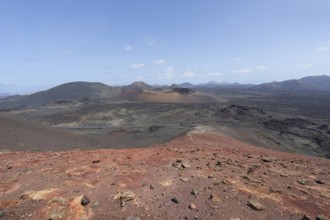 Volcanic landscape in Timanfaya National Park, Lanzarote, Canary Islands, Spain, Europe