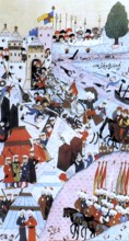 The Battle of Belgrade, Turkish attack led by Suleyman I, in the centre of the picture, wearing a