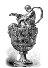 Chelsa vase, silver vase after a model by John Flaxman, 1807, England, Historic, digitally restored