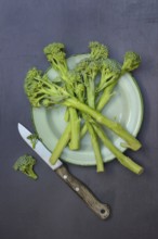 Bimi, broccolini, asparagus broccoli on plate