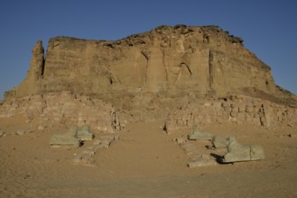 Aries Sphinx of Amun temple at the foot of Jebel Barkal, Karima, State of ash-Schamaliyya, Nubia,