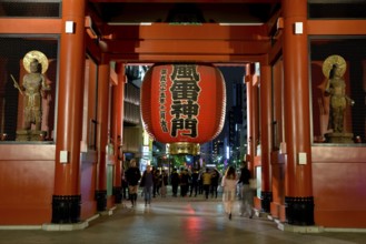 Entrance to the Senso-ji- or Asakusa-dera temple in the last daylight, district Asakusa, Tokyo,