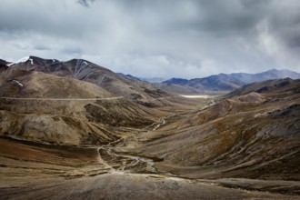 View of Himalayas near Tanglang la Pass, mountain pass in Himalayas along the Leh-Manali highway.