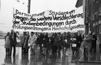 Students at Dortmund University demonstrated on 30.01.1975 against what they saw as a worsening of