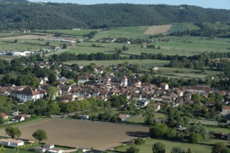 View on Ebreuil village. Allier department. Auvergne-Rhone-Alpes. France